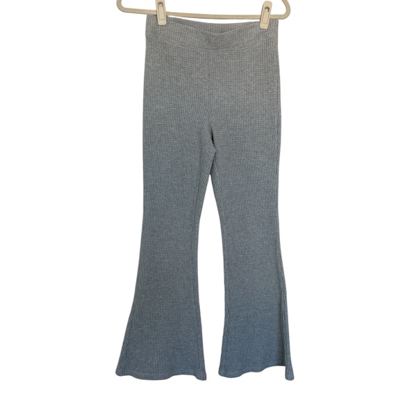 aerie Pants - Aerie Waffle Knit Lounge Flare Pants High Rise Gray Small Short